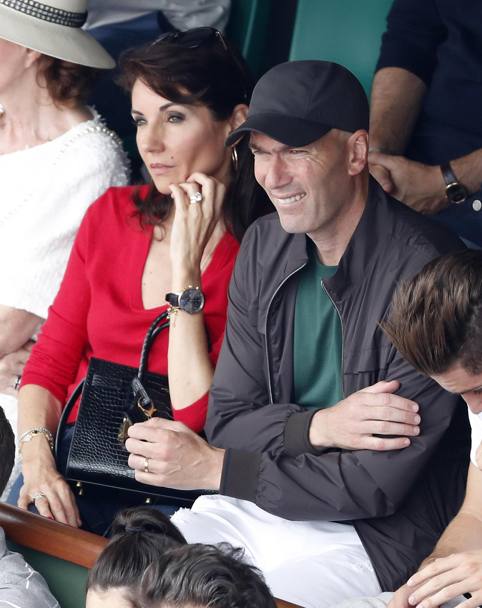Zinedine Zidane e la moglie Veronique in tribuna per tifare il gran madridista Rafa Nadal. Epa